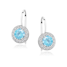 Silver (925) Earrings aquamarine colored zirconia