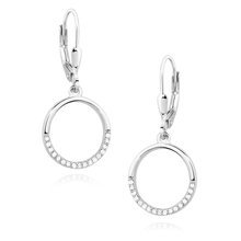 Silver (925) Earrings - cirlce with white zirconia