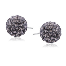 Silver (925) Earrings disco ball 10mm black diamond