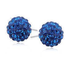 Silver (925) Earrings disco ball 10mm capri blue
