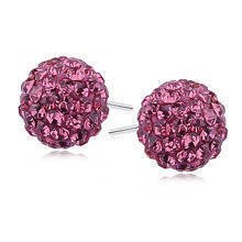 Silver (925) Earrings disco ball 10mm rose