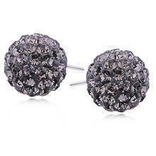 Silver (925) Earrings disco ball 12mm black diamond
