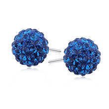 Silver (925) Earrings disco ball 8mm capri blue