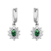 Silver (925) Earrings green colored zirconia