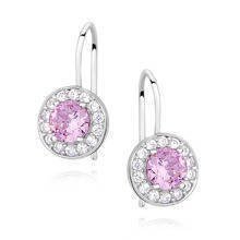 Silver (925) Earrings light pink colored zirconia