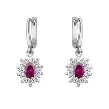 Silver (925) Earrings ruby colored zirconia