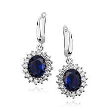 Silver (925) Earrings sapphire colored zirconia