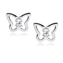 Silver (925) Earrings white zirconia-  butterflies
