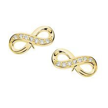 Silver (925) Earrings white zirconia - infinity gold-plated