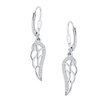 Silver (925) Earrings - wings with white zirconia