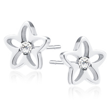 Silver (925) Earrings zirconia flowers
