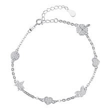 Silver (925) bracelet - clover, heat, star, butterfly with zirconia