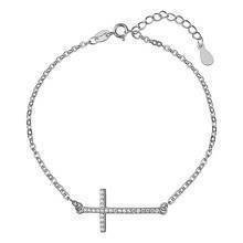 Silver (925) bracelet  - cross with zirconia