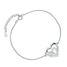 Silver (925) bracelet triple heart with white zirconias