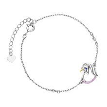 Silver (925) bracelet - unicorn with pink zirconias and sapphire eye