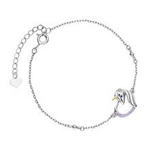 Silver (925) bracelet - unicorn with violet zirconias and sapphire eye