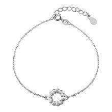 Silver (925) bracelet with round pendant and zirconia