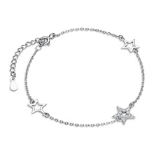 Silver (925) bracelet with stars and white zirconias