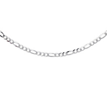 Silver (925) diamond-cut chain - figaro extra flat Ø 080 rhodium-plated