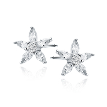 Silver (925) earings - flower with white zirconias