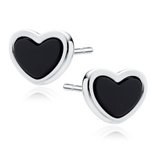 Silver (925) earings hearts with black onyx