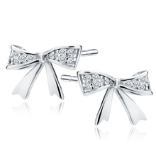 Silver (925) earrings bows with zirconias