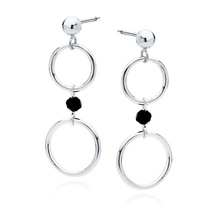 Silver (925) earrings circles and black spinel