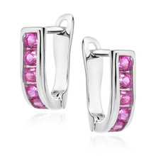 Silver (925) earrings dark pink zirconia