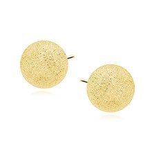 Silver (925) earrings diamond-cut balls - gold-plated 7mm