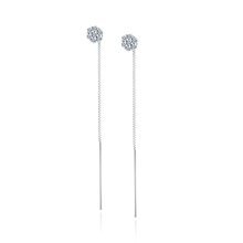 Silver (925) earrings - flower with white zirocnias