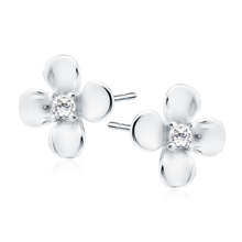 Silver (925) earrings flowers with white zirconias