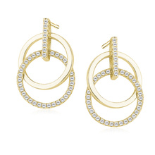 Silver (925) earrings - gold-plated cirlces with zirconia