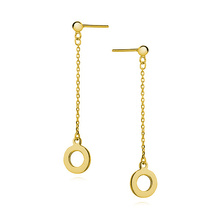 Silver (925) earrings - hanging, gold-plated circles