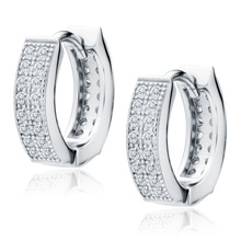 Silver (925) earrings hoop with zirconia