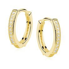 Silver (925) earrings hoop with zirconia, gold-plated