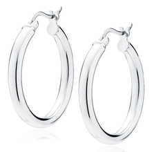 Silver (925) earrings hoops - highly polished