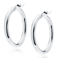 Silver (925) earrings hoops - highly polished