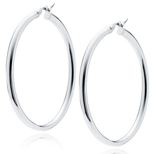 Silver (925) earrings hoops - highly polished