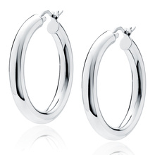 Silver (925) earrings hoops - highly polished