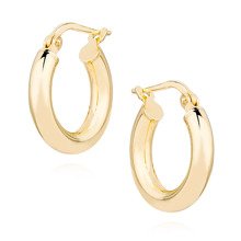 Silver (925) earrings hoops - highly polished, gold-plated