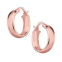 Silver (925) earrings hoops - highly polished, rose gold-plated