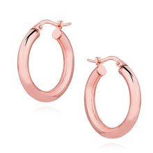 Silver (925) earrings hoops - rose gold-plated, highly polished