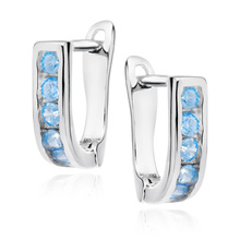 Silver (925) earrings light blue zirconia
