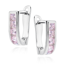 Silver (925) earrings light pink zirconia