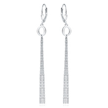 Silver (925) earrings - oval with chains