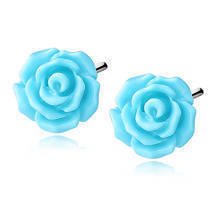 Silver (925) earrings roses - blue