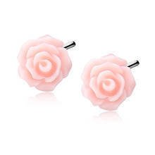 Silver (925) earrings roses - light pink