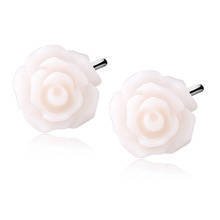 Silver (925) earrings roses - new white