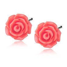 Silver (925) earrings roses - salmon