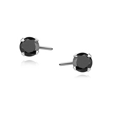 Silver (925) earrings round black zirconia diameter 3mm